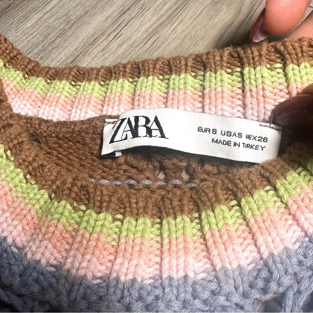 Zara Multicolor Crochet Knit Sleeveless Vest Top